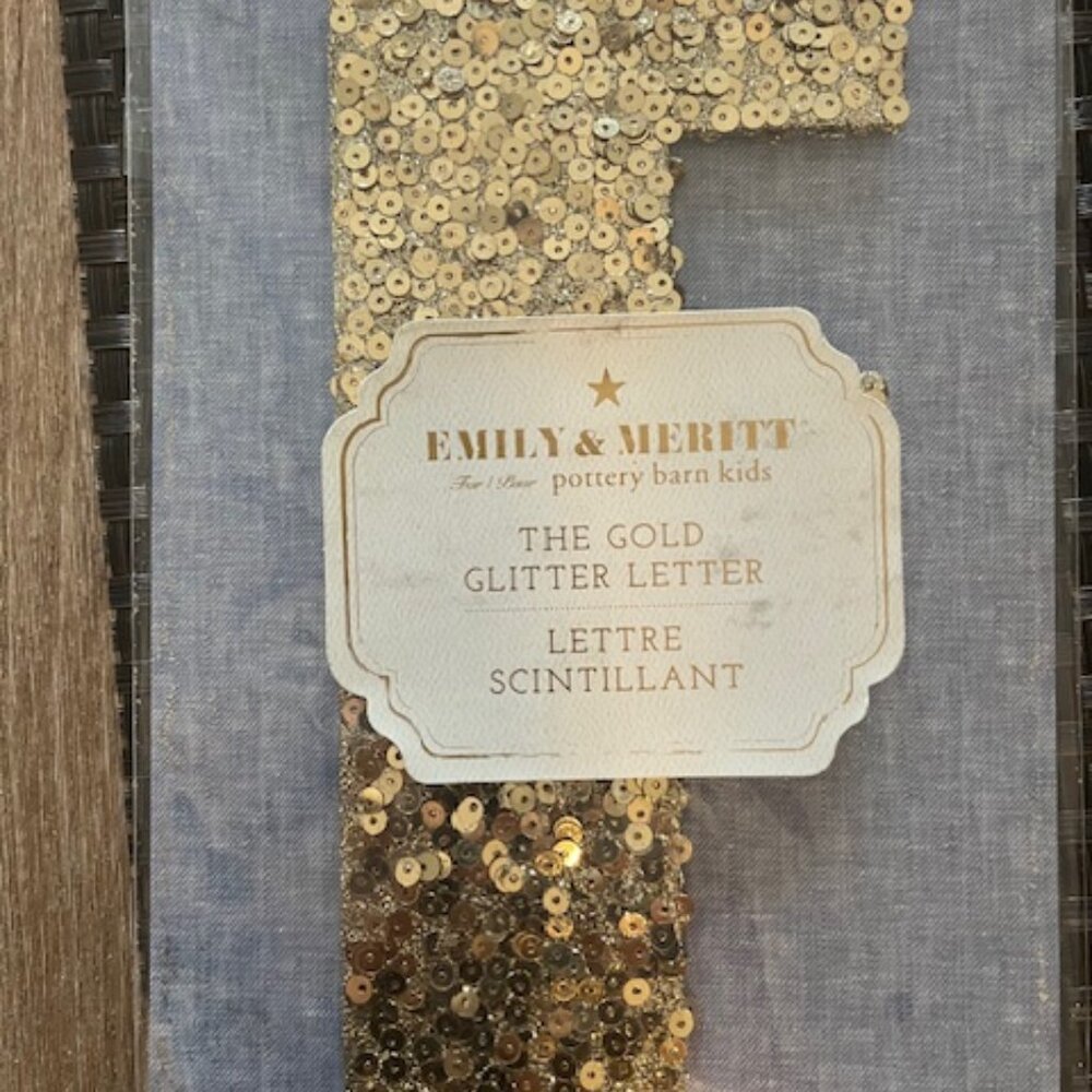 Pottery Barn Emily & Meritt Decorative Gold Sequin Letter F -New